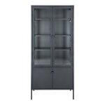 Vitrine 4 portes 80x35x180 cm en verre et m�tal noir
