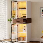 Vitrine 40x40x200 cm avec �clairage led meuble blanc 2 portes vitr�es un tiroirconvenant aux salonsbureaux ...