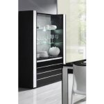 Vitrine argentier vaisselier lina noir et blanc avec led ? 4 portes battantes