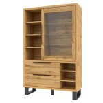Vitrine argentier vaisselier milos. coloris chne et finitions noire. meuble idal pour votre salle  ...