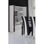Vitrine / argentier / vaisselier lina coloris blanc avec faades blanches et noires brillantes ? 120 ...
