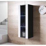 Vitrine armoire 1 porte led 40 x 126 x 29cm noir et blanc finition brillante 3 compartiments rangement ... Vitrine armoire 1 porte led 40 x 126 x 29cm noir et blanc finition brillante 3 compartiments rangement ...