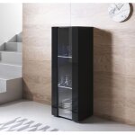 Vitrine armoire 1 porte led 40 x 128 x 29cm noir finition brillante 3 compartiments rangement luke v2 ... Vitrine armoire 1 porte led 40 x 128 x 29cm noir finition brillante 3 compartiments rangement luke v2 ...