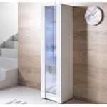 Vitrine armoire led 40 x 167 x 29cm blanc finition brillante 1 porte 4 compartiments luke v5 Vitrine armoire led 40 x 167 x 29cm blanc finition brillante 1 porte 4 compartiments luke v5