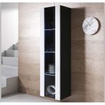 Vitrine armoire led 40 x 165 x 29cm noir et blanc finition brillante rangement 1 porte 4 compartiments ... Vitrine armoire led 40 x 165 x 29cm noir et blanc finition brillante rangement 1 porte 4 compartiments ...