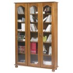 Vitrine biblioth�que ch�ne 3 portes vitr�es 12 niches l 120. 6 h 182. 2 p 33 cm - l 120. 6 x l 33 x h ...