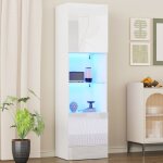 Vitrine blanche laqu�e brillante 45x35x160 led 1 �tag�re en verrevitrines autoportantes armoires hautes ...