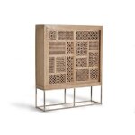 Vitrine en bois de teck - giner y colomer - 2 portes coulissantes - style ethnique - marron