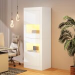 Vitrine brillante avec �clairage led portes en acrylique armoire haute autoportante meuble de rangement ...