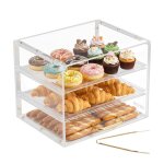 Vitrine comptoir de boulangerie de 33x26x26 cm - vevor - � 3 niveaux pour pr�sentation biscuits desserts ...