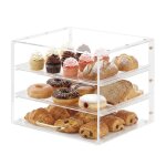 Vitrine comptoir de boulangerie - duoku - 33x26x26 cm - 3 niveaux - pr�sentoir � p�tisserie en acrylique ...
