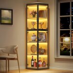Vitrine dangle cinq �tag�res et �clairage led meuble de rangement autonome transparent � double porte ...