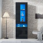 Vitrine avec �clairage led - vitrine armoire de rangement armoire de salon noir - vitrine murs de vie ...