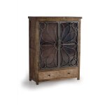 Vitrine - giner y colomer - bois de mangue vieilli - 2 portes m�tal - 2 tiroirs - style vintage