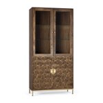 Vitrine - giner y colomer - bois de manguier - effet doré - 4 portes Vitrine - giner y colomer - bois de manguier - effet doré - 4 portes