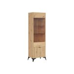 Vitrine haute avec 1 porte vitr�ecoloris ch�ne artisan - longueur 60 x profondeur 41 x hauteur 197 cm ...