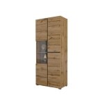 Vitrine haute 2 portes collection havana. coloris ch�ne et noir.