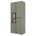 Vitrine haute 2 portes collection havana. coloris sauge et noir.