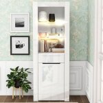 Vitrine led - armoire 1 porte 1 tiroir - vitrage spacieux - meuble moderne - salon / bureau / salle � ...