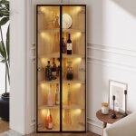 Vitrine led bande lumineuse 62x35x160cm - ext�rieur en ch�nearmoire �tanche � la poussi�re en verre tremp�vitr ...