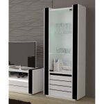 Vitrine petit modle lina blanche et noire avec led ? 72 x 185 x 45 cm