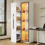 Vitrine minimaliste moderne vitrine � porte vitr�e �clairage led int�gr� avec biblioth�que coulissante ...