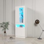 Vitrine moderne - armoire de rangement - 180 cm - clairage led - tlcommande multicolore - design contempora ...