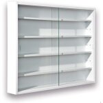 Vitrine murale avec 4 �tages et 5 cases - pour miniatures et collections - mdf blanc 80x60x9. 5 cm