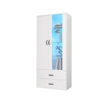 Vitrine murale led blanche 16 couleurs avec 2 portes en verre �clairage moderne pour salon buffet 59. ...