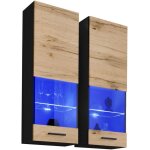 Vitrine t51 extreme furniture - led bleues - bois naturel & noir - façades en brillant - l40cmxh120cmxp29cm ... Vitrine t51 extreme furniture - led bleues - bois naturel & noir - façades en brillant - l40cmxh120cmxp29cm ...