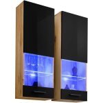 Vitrine t51 extreme furniture - led bleues - noir brillant & bois naturel - façades en brillant - l40cmxh120cm ... Vitrine t51 extreme furniture - led bleues - noir brillant & bois naturel - façades en brillant - l40cmxh120cm ...