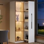 Vitrine avec portes en verre tremp� et led biblioth�que avec 1 porte et 1 tiroir lat�ral et sur roulettes ...