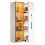 Vitrine de avec portes vitr�es tiroirs lat�raux et �clairage led int�gr� cave � vin biblioth�que armoire ...