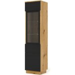 Vitrine de rangement aura - bb loisir - chne artisan - noir mat - 2 portes - 4 tagres