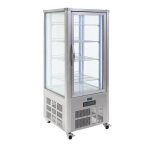 Vitrine inox ventile positive  ptisserie 400 litres 4 faces vitres trempes sur roulettes 280 w 220 ...