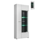 Vitrine reversible warner blanc laque et bois noir avec led 80 x 190 cm