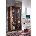 Vitrine avec roulettes - bois massif recycl� laqu� (multicolore) - inspiration ethnique - freezy #30