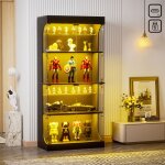 Vitrine salon avec led usb c / a colonne de rangement noire 4 portes push - to - open 3 �tag�res collection ...