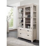 Vitrine / vaisselier - bois massif dacacia blanchi - nature white #65