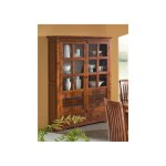 Vitrine / vaisselier bois massif dacacia laqu� (miel) - style colonial - oxford #0456