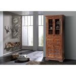 Vitrine / vaisselier - bois massif dacacia laqu� (nougat) - style colonial - oxford #454