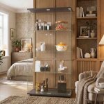 Vitrine en verre 164cm noir - ambiance - 2 portes & 4 �tag�res - armoire dexposition pour salon & bureau ...
