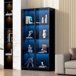 Vitrine en verre 2 porte avec �clairage led contr�l� par application �tag�res r�glables meuble haut ind�pendan ...