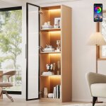 Vitrine en verre pour collection 165 cm bois avec led 4 �tag�res et 1 porte meuble armoire vitrine pour ...