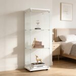 Vitrine en verre - comanlai - armoire vitrine salon - 3 �tag�res - serrure de s�curit� - 42x36x125cm ...