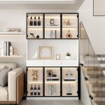 Vitrine verre avec �clairage led meuble salon rangement pour collection biblioth�que multi - stockage ...