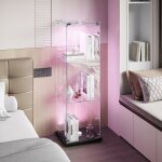 Vitrine en verre avec led - 39. 8x35x123. 3cm - vitrine pour collection - avec 1 portes et 3 �tag�res ...