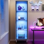 Vitrine en verre led 40x40x170cm avec socle verre teint� et �clairage � couleurs changeantes ? vitrine ...