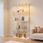 Vitrine en verre avec led armoire de collection avec 4 �tages 2 porte meuble vitrine verre pour collection ...