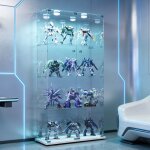 Vitrines en verre avec led armoires de rangement en verre 2 portes et 4 �tages lampe tactile et serrure ...